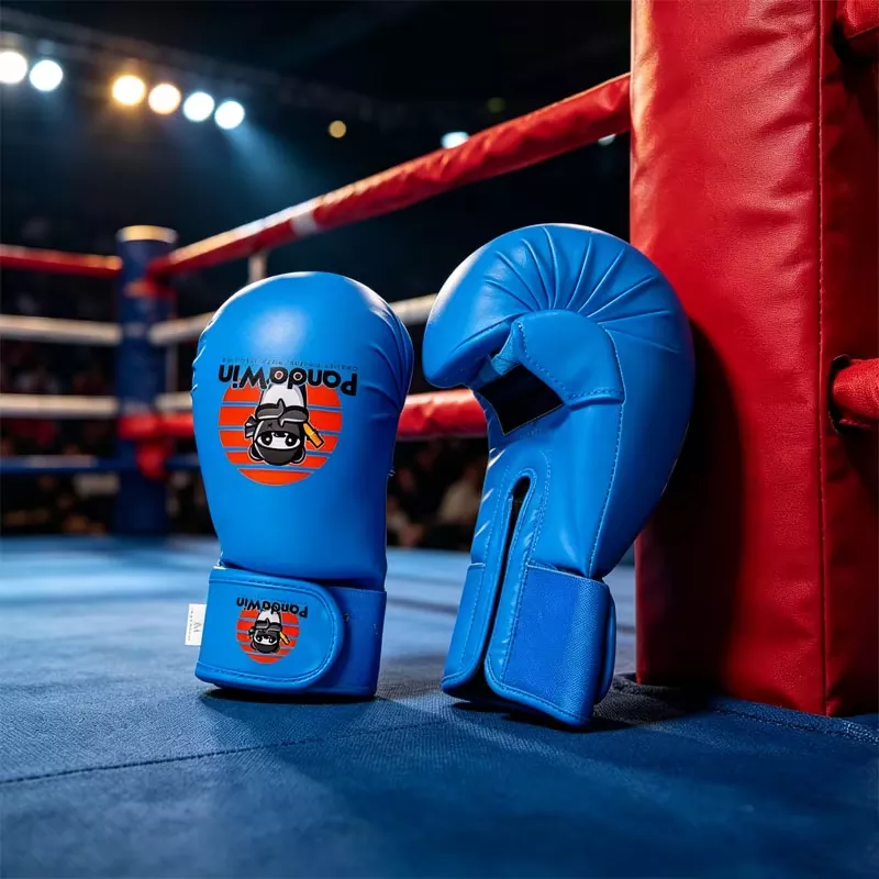 WKF-approved kumite mitts in red and blue color options